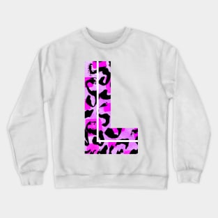 Letter L Watercolour Leopard Print Alphabet Crewneck Sweatshirt